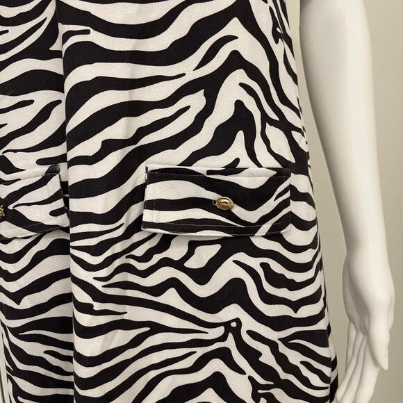 New Zara Faux Suede Zebra Cream Black A-line Mini Dress Size Small - Picture 3 of 7